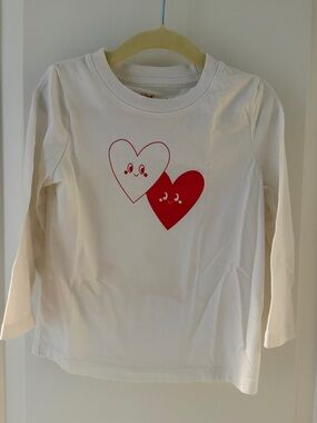 Cat & Jack White Long-Sleeve Shirt with Red Heart Duo